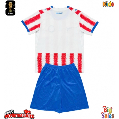 Paraguay Replica Home Stadium Kit for Kids World Cup 2026 Short Sleeve (+ pants)